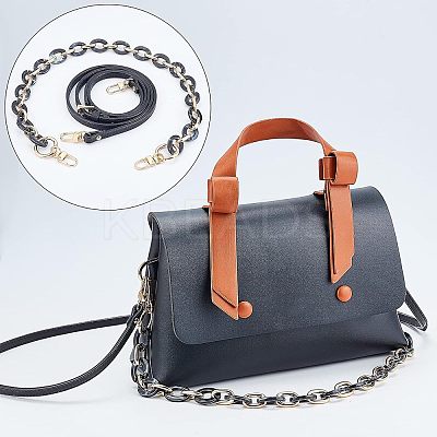 2Pcs 2 Style Adjustable Leather & Acrylic Cable Chain Bag Handles FIND-PH0005-19-1