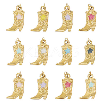 12Pcs 304 Stainless Steel Enamel Pendants STAS-TA0005-75A-1