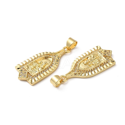 Rack Plating Brass Pave Cubic Zirconia Pendants KK-O142-39G-1
