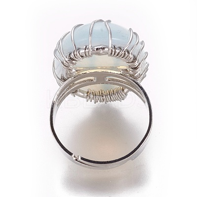 Adjustable Opalite Finger Rings RJEW-L090-B01-1