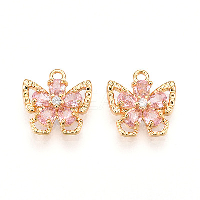 Brass Micro Pave Cubic Zirconia Charms KK-N262-111C-G-1