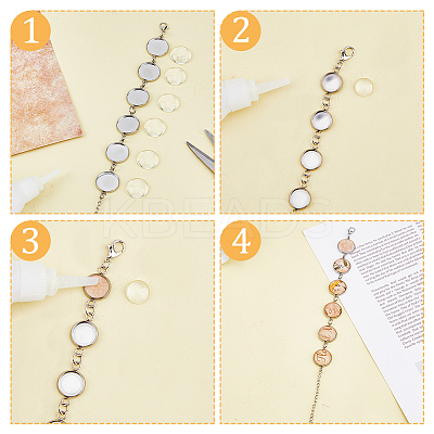 8Pcs Round 304 Stainless Steel Cabochon Setting Bracelets BJEW-AB00019-1