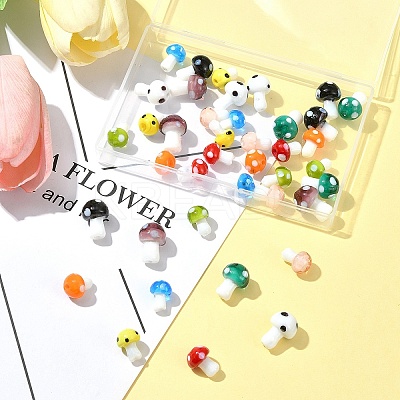 10 Colors Mushroom Handmade Lampwork Beads LAMP-FS0001-15-1
