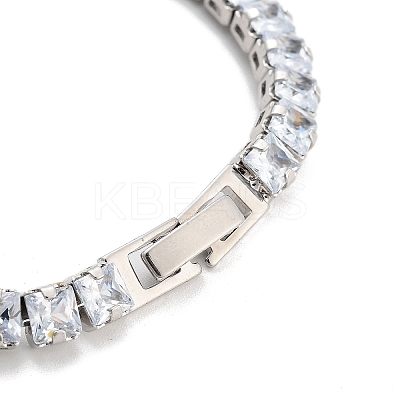 Brass Pave Clear Cubic Zirconia Square Link Bracelets BJEW-B094-09P-1