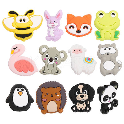12Pcs 12 Style Silicone Focal Beads SIL-CA0002-09-1