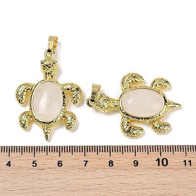 Natural Quartz Crystal & Brass Pendants KK-F887-01G-12-1