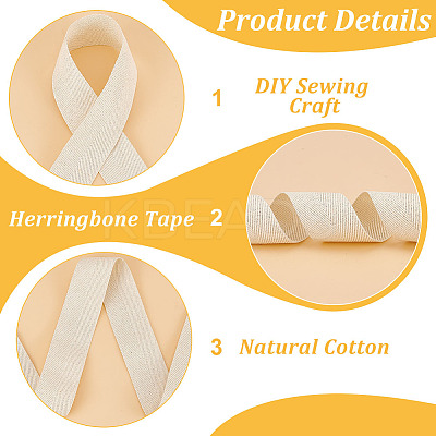25 Yards Flat Cotton Herringbone Ribbons OCOR-BC0006-16-1
