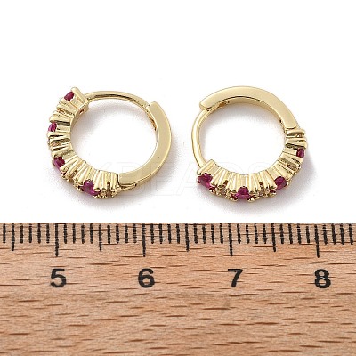 Real 18K Gold Plated Brass Cubic Zirconia Huggie Hoop Earrings EJEW-C012-08-1
