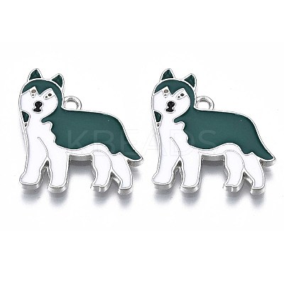 Rack Plating Alloy Enamel Dog Pendants PALLOY-T075-157B-1