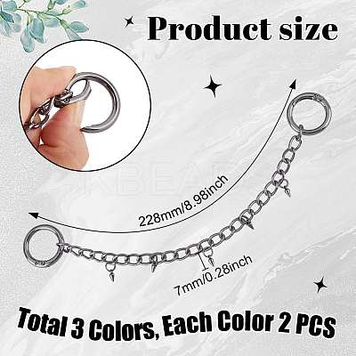 6Pcs 3 Colors Aluminium Chains Boot Strap Chains HJEW-GA00030-1