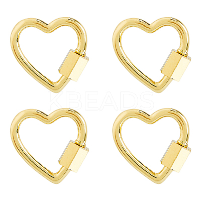 4Pcs Brass Screw Carabiner Lock Charms KK-DC0004-65-1