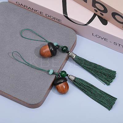 Sandalwood Acorn Pendants Decorations HJEW-WH0039-30-1