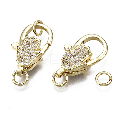 Brass Micro Pave Clear Cubic Zirconia Lobster Claw Clasps KK-Q769-031-NF-1
