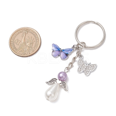 8Pcs Plastic Imitation Pearl Keychains KEYC-JKC01307-1