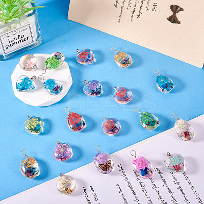 5Pcs Transparent Glass Pendants GLAA-TA0002-84-1