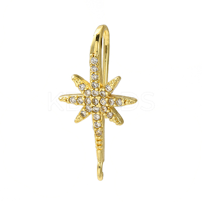Rack Plating Brass Pave Cubic Zirconia Earring Hooks X-KK-O143-21G-1