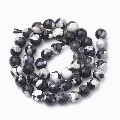 Natural Fire Crackle Agate Beads Strands G-S335-01K-1