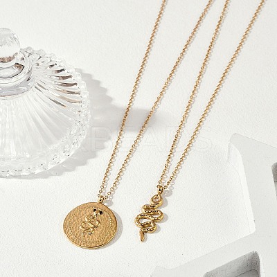 304 Stainless Steel Stackable Double Layer Necklaces NJEW-S435-03G-B-1
