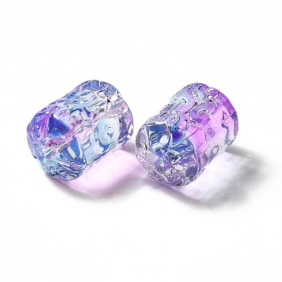Spray Painted Transparent Glass Beads GLAA-J102-07-1