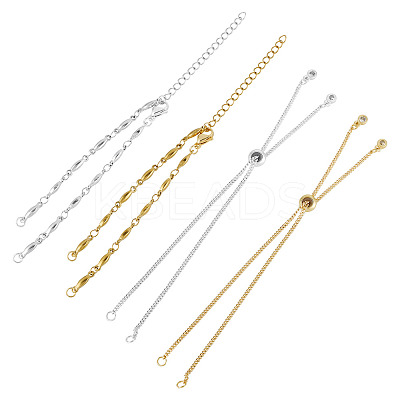 2 Sets 2 Styles 304 Stainless Steel Bar Link Chain Bracelet Making AJEW-TA0001-77-1