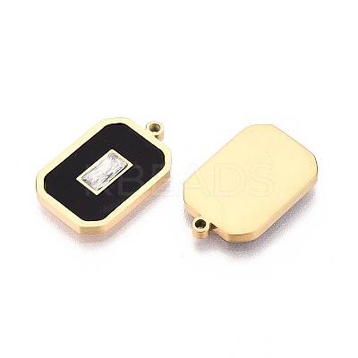 304 Stainless Steel Crystal Rhinestone and Acrylic Rectangle Pendants STAS-T071-15G-1