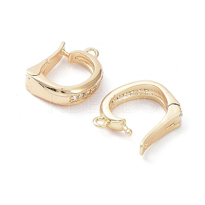 Rack Plating Brass Micro Pave Clear Cubic Zirconia Fold Over Clasps KK-A183-06G-1