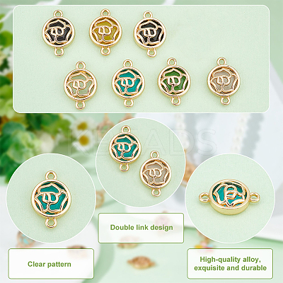 28pcs 7 colors Glass Connector Charms GLAA-AR0001-28-1