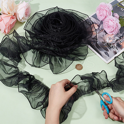 Organza Pleated Lace Ribbon OCOR-WH0097-42A-1
