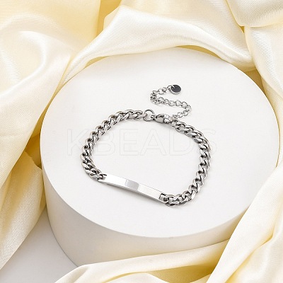 304 Stainless Steel Curb Chains Link ID Bracelets BJEW-K265-03P-1