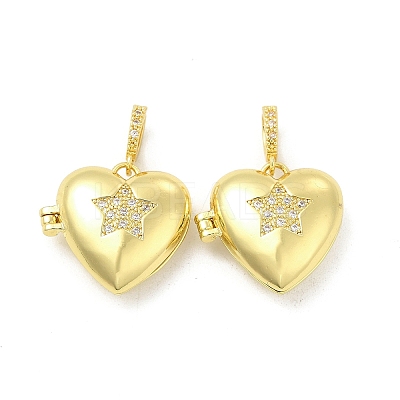 Brass Micro Pave Clear Cubic Zirconia Locket Pendants KK-H441-45LG-1