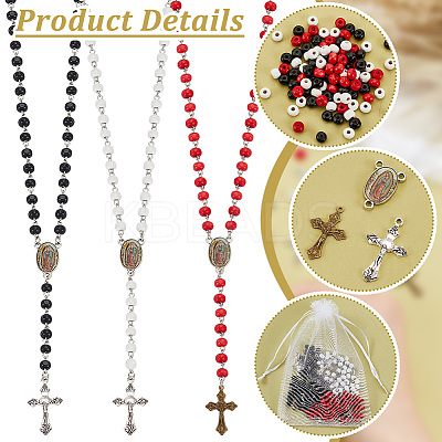 Wood Rosary Beaded Style Necklaces Bracelet Making Finding Kit DIY-PH0021-65-1
