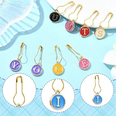 Alloy Enamel Flat Round with Letter A~Z Locking Stitch Marker Sets FIND-CJC0010-113-1