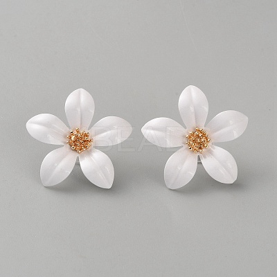 Iron & Alloy Enamel Flower Stud Earrings EJEW-WH0033-57B-1