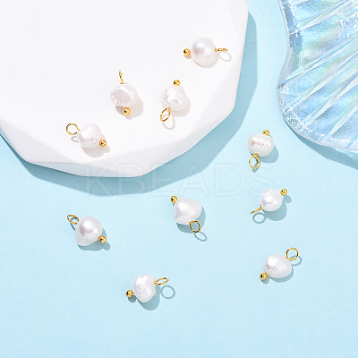 10Pcs Natural Freshwater Pearl Two Sides Polished Charms PALLOY-YW00091-02-1
