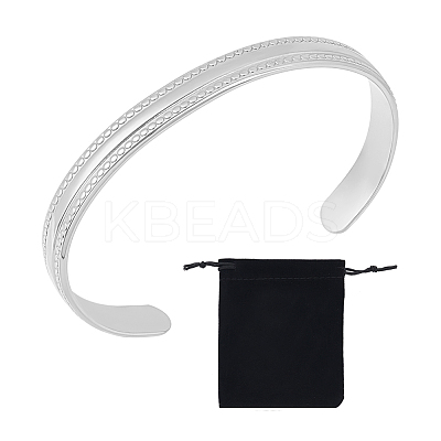 1Pc Stainless Steel Cuff Bangle for Women BJEW-UN0001-41P-1