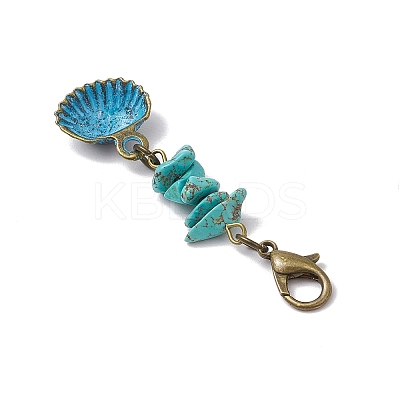 6Pcs Ocean Theme Alloy Pendant Decorations HJEW-JM02929-1