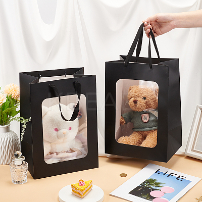 Paper Visible Window Gift Bags with Rope Handles ABAG-WH0040-14A-1