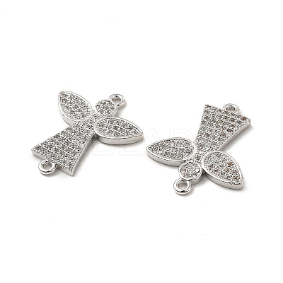 Brass Micro Pave Clear Cubic Zirconia Connector Charms KK-E068-VB265-1