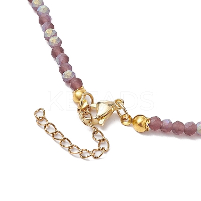 304 Stainless Steel with Glass Round Beaded Necklaces for Women NJEW-JN04684-1