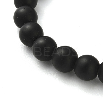 Synthetic Black Stone Round Beaded Stretch Bracelets BJEW-F479-01P-1