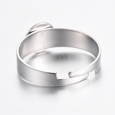 Tarnish Resistant Adjustable 304 Stainless Steel Finger Rings Components LS-STAS-G187-01P-6mm-1