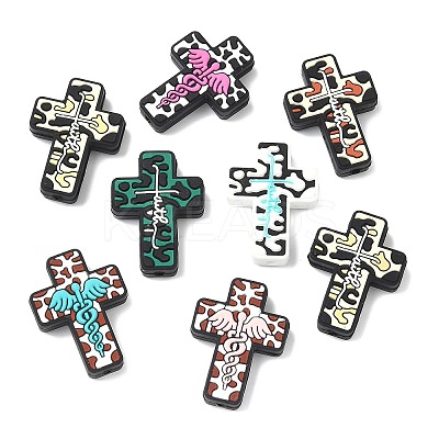 14Pcs 7 Styles Silicone Focal Beads SIL-CJ0002-91-1