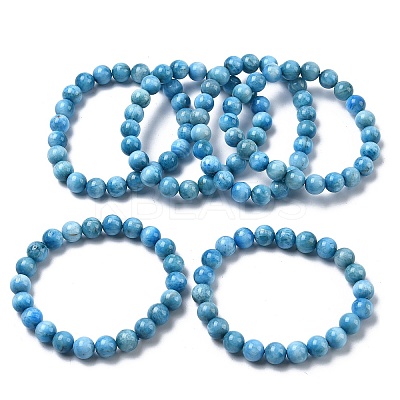 Natural Apatite Round Beads Stretch Bracelets for Women BJEW-Z158-03J-03-1