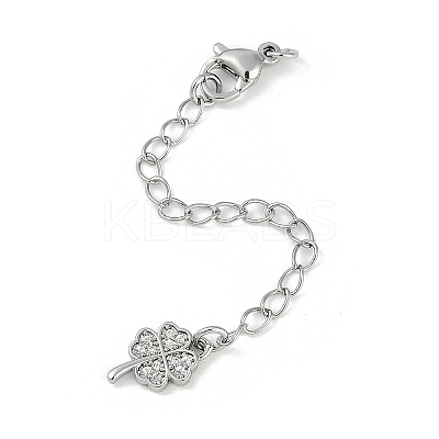 Brass Micro Pave Cubic Zirconia Ends with Chains KK-U043-04P-1