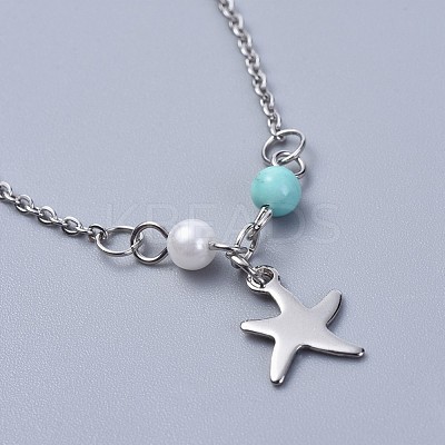 304 Stainless Steel Charm Anklets AJEW-AN00265-1