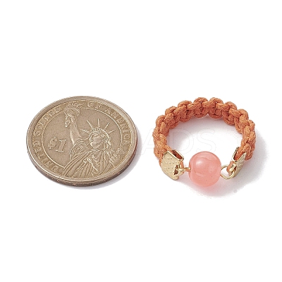 Glass Round Ball Braided Bead Style Finger Ring RJEW-JR00600-05-1