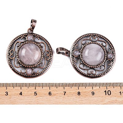 Natural Rose Quartz Pendants G-Q158-03-06-1