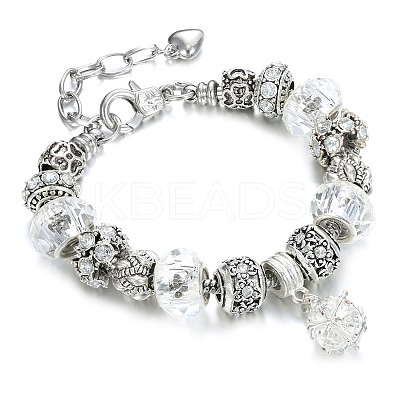Tibetan Style Alloy & Glass Beaded European Bracelets RX0966-7-1