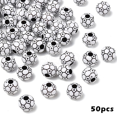 50Pcs FootBall/Soccer Ball Craft Style Acrylic Beads SACR-YW0002-03-1