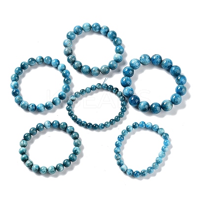 Natural Apatite Round Round Beaded Stretch Bracelets BJEW-G697-01B-1